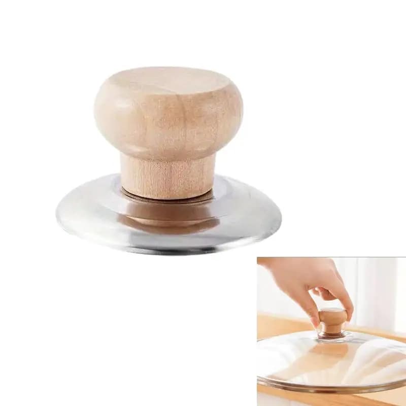 【S】Heat Resistant Wooden Pot Lid Knobs Universal Flat Top Cookware Lid Handgrip Replacement Pan Handle Knobs for Frying Pan