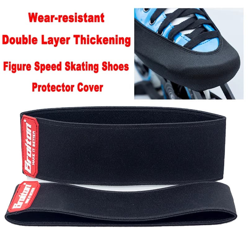 Copriscarpe per pattini da ghiaccio a figura elastica a doppio strato Copriscarpe per pattinaggio di velocità nero professionale resistente all'usura in linea