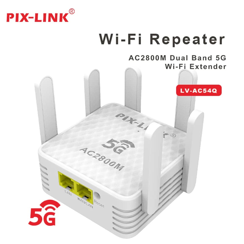 Router ripetitore wireless dual-band PIX-LINK AC2800 5G - Prolunga amplificatore di segnale WiFi da parete Robusto ripetitore WiFi AC54Q