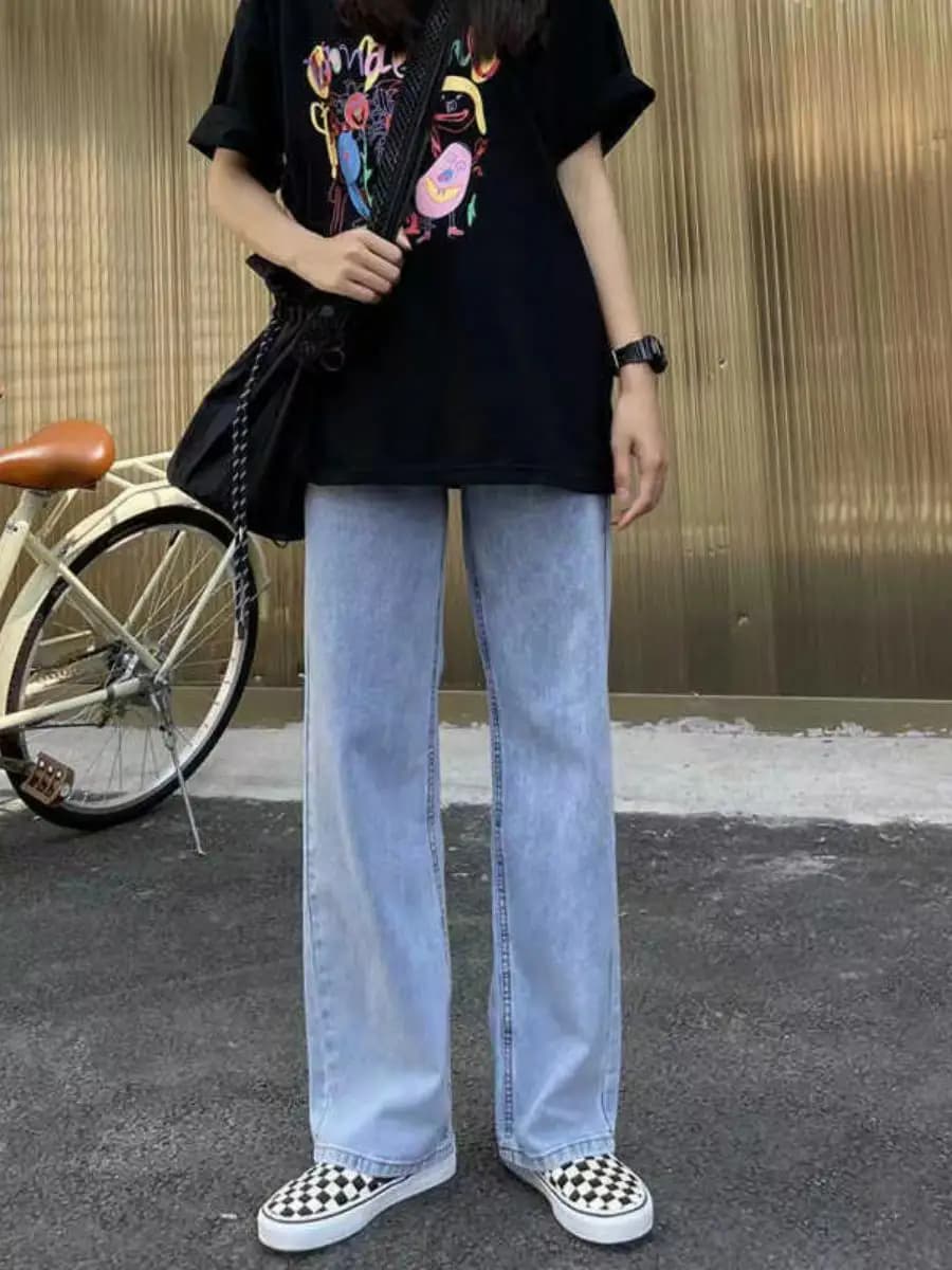 Jeans a Vita Alta e Gamba Dritta Sottile, Pantaloni Larghi da Donna, Nuovo Stile Estivo con Effetto Allungante e Snellente