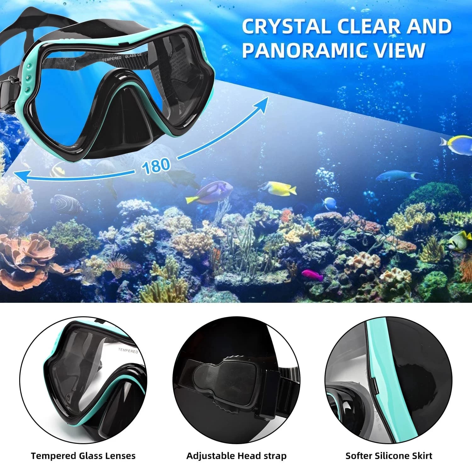 Maschera e occhialini da sub per snorkeling per sport acquatici, set di tubi da nuoto per immersioni subacquee per adulti, attrezzatura per la pratica del nuoto per lo snorkeling unisex