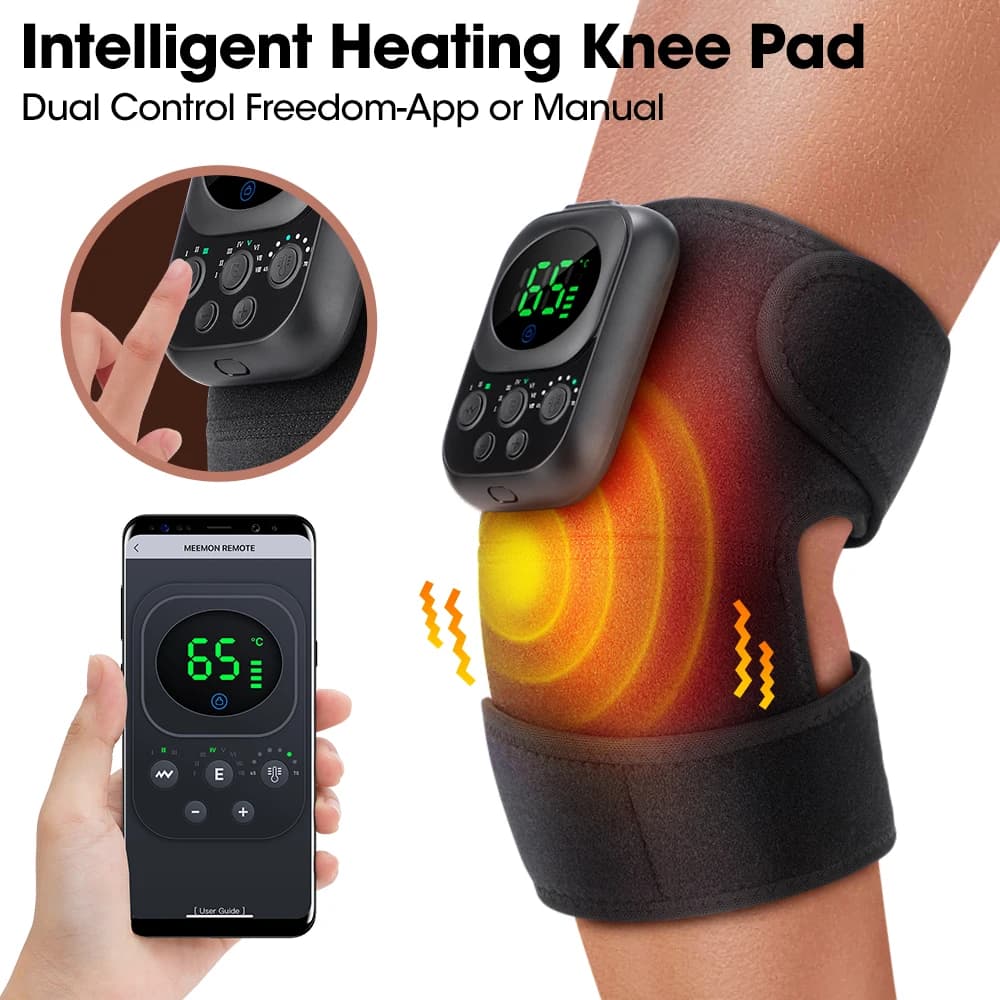 Ginocchiera Riscaldante 3 in 1 Multifunzione, Massaggiatore per Ginocchia, Spalle e Gomiti, 3 Modalità di Vibrazione, Compressione Calda, Supporto per Ginocchia, Ricarica USB