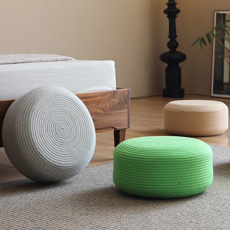 Thick Round Floor Cushion in Solid Colors, Tatami Zafu for Meditation & Seating, Versatile Home Stool