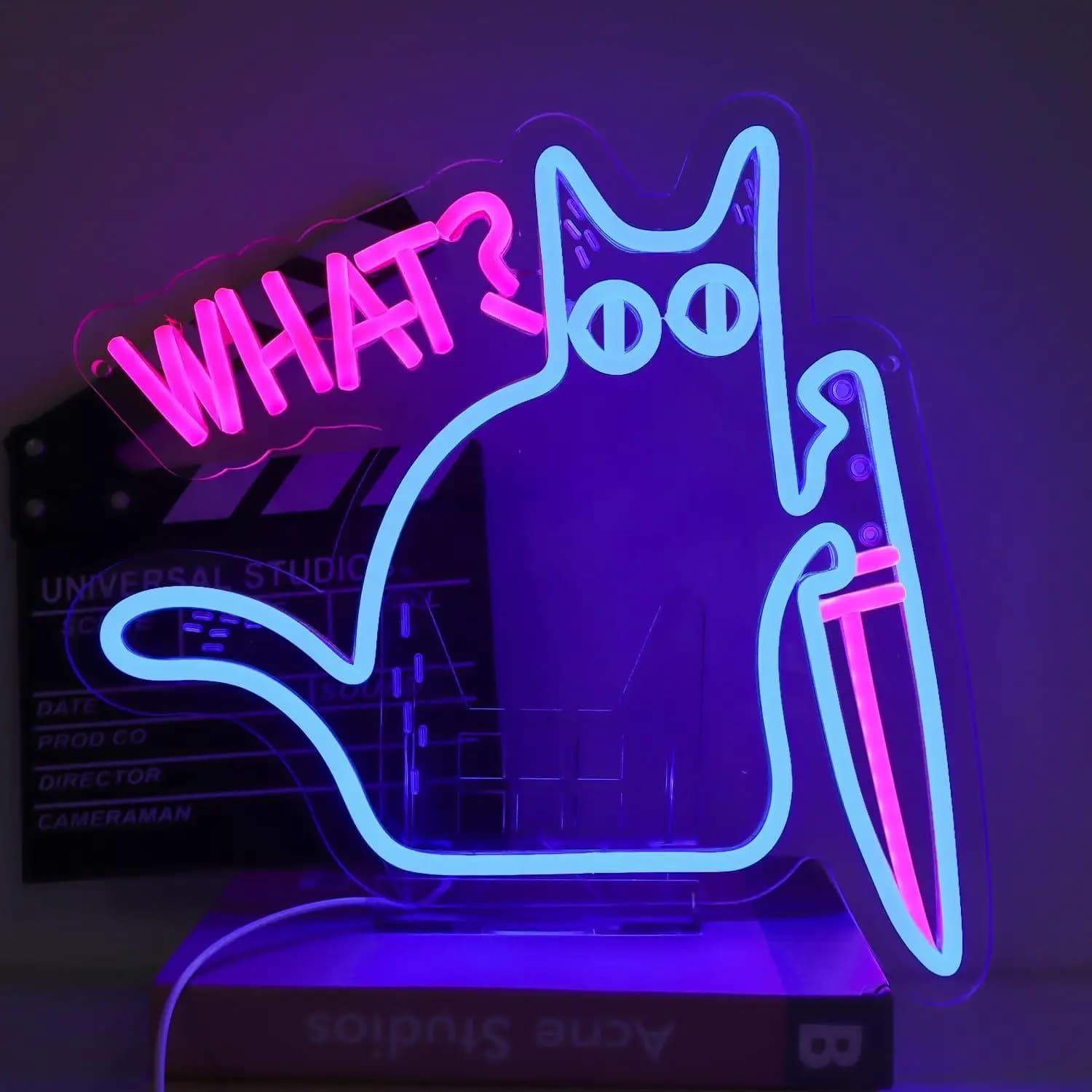 Insegna al Neon Gatto Assassino, Luci LED per Camera da Letto, Soggiorno, Porta, Bagno, Sala Giochi, Decorazione, Regalo di Compleanno, Luce Notturna