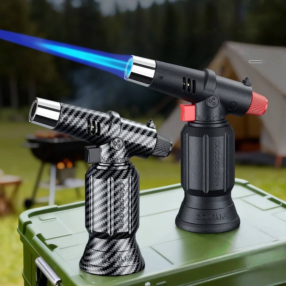 New High Temperature Direct Fire Torch Lighter with Inverted Windproof Portable Handheld Torch Outdoor Barbecue Kitchen Lighter