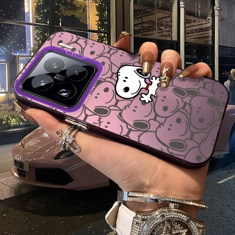 S-Snoopy Custodia smerigliata per Xiaomi Mi 15 14 14T 13 13T 12 12T 12X 12S 11 Lite POCO F6 F5 X6 X5 X3 M6 Pro 5G 4G M5S Copertura acrilica