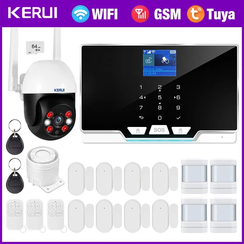 KERUI G20 Tuya Wifi GSM Sistema di allarme KIt con rilevatore di movimento Sensore porta Telecamera IP Sicurezza domestica intelligente wireless per la casa