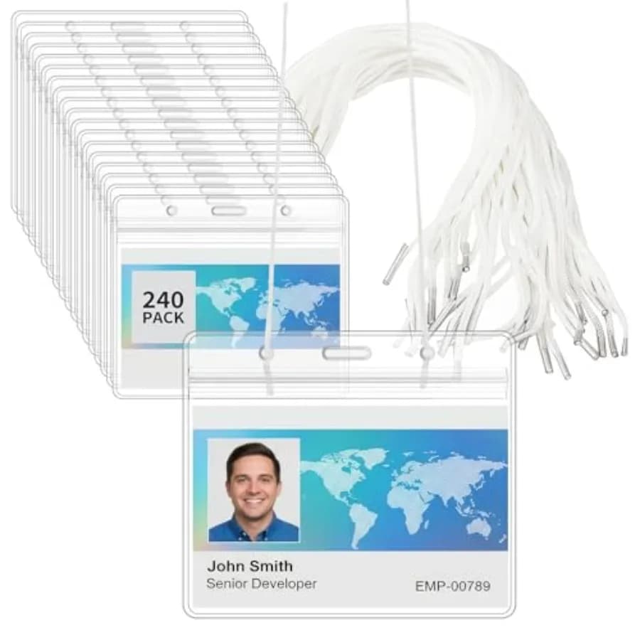 Porta badge da collo PCS - Trasparenti e impermeabili con etichette per riunioni, seminari ed eventi