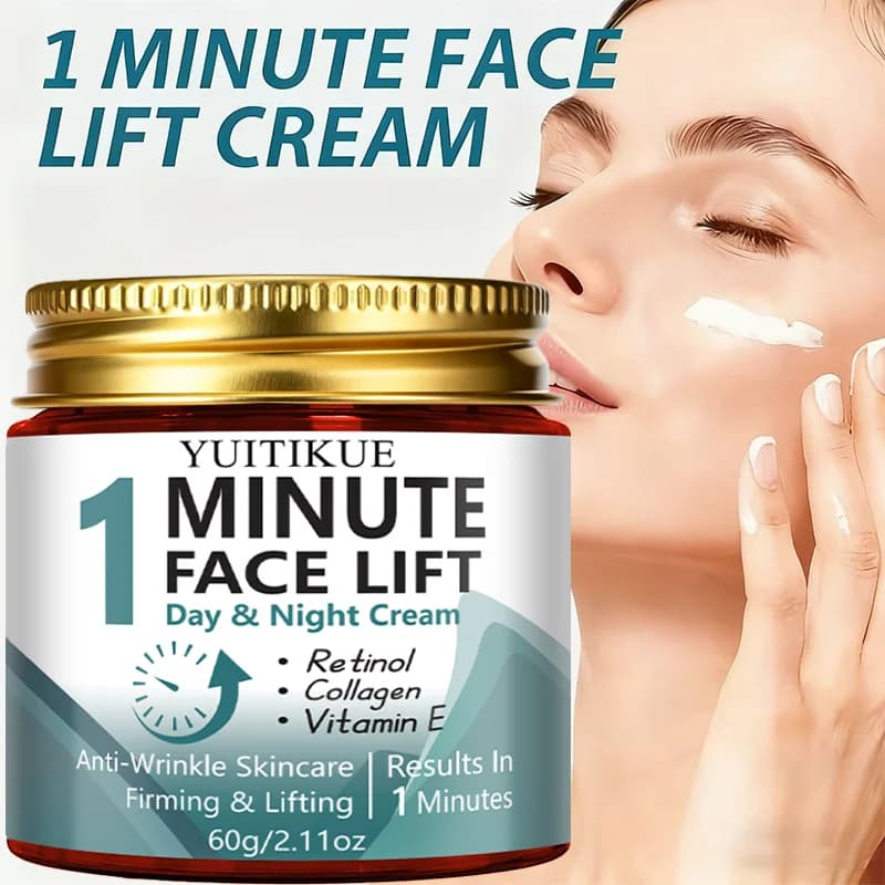 1 minute day and night face cream, contains retinol and collagen, skin care anti-wrinkles, firming and lifting