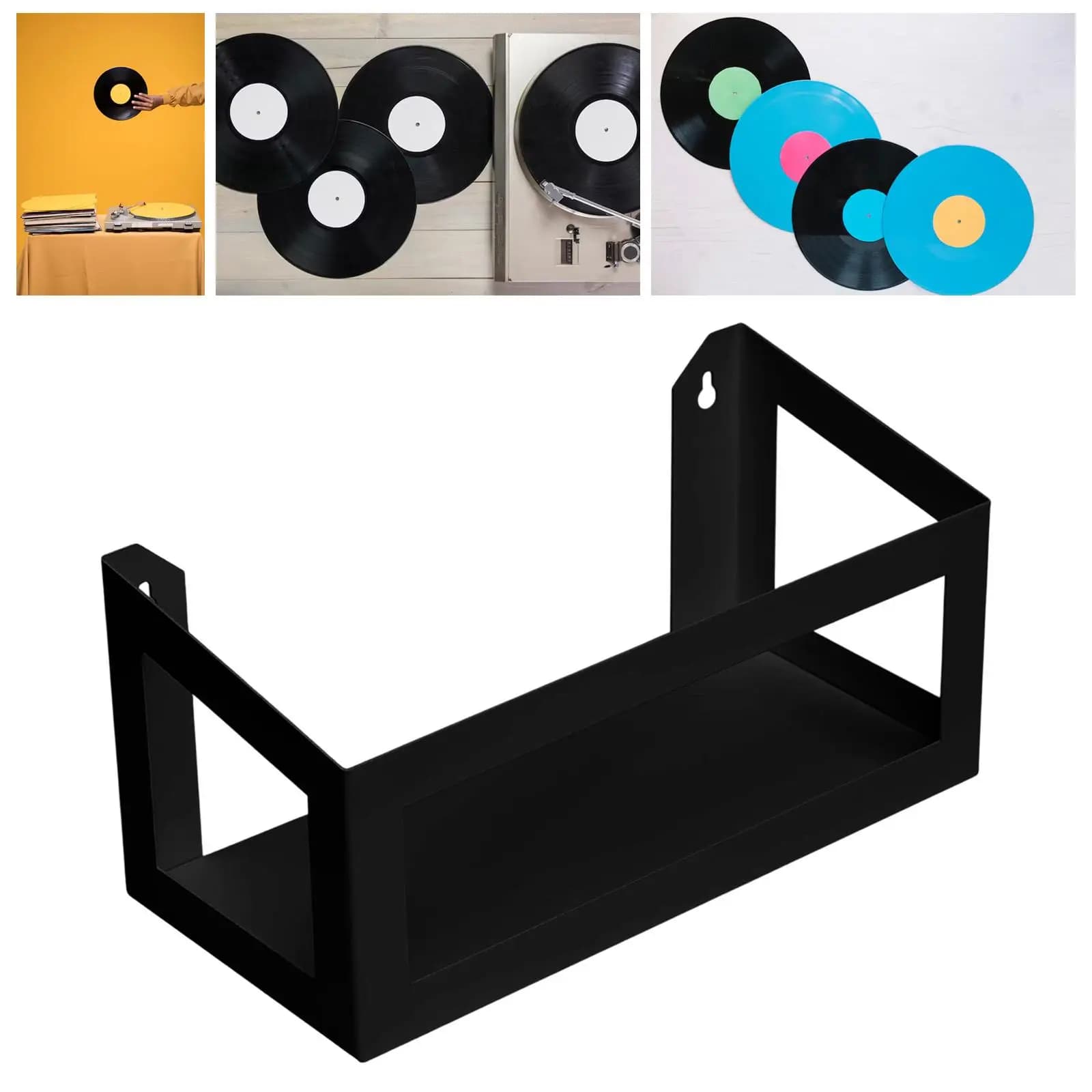 Metal Record Display Shelf Minimalist Vinyl Holder Stand Space Saving Organizer Rack for Music Room Wall Mount