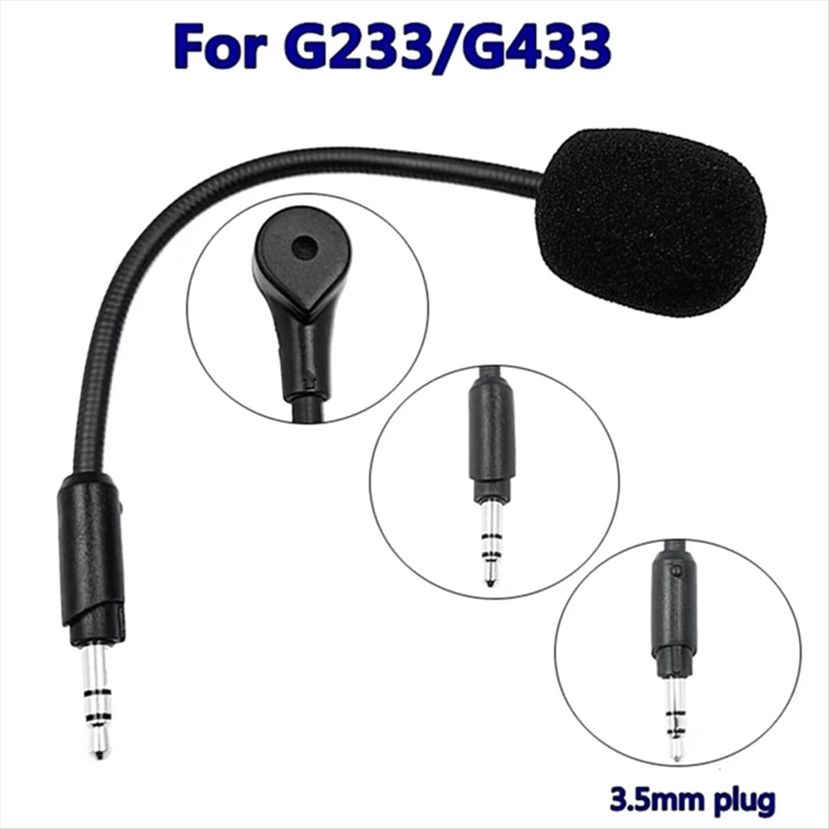 A42T Replacement 3.5 mm Stereo Studio Microphone for Logitech G233 G433 E-Sport Gaming Headphones Microphone
