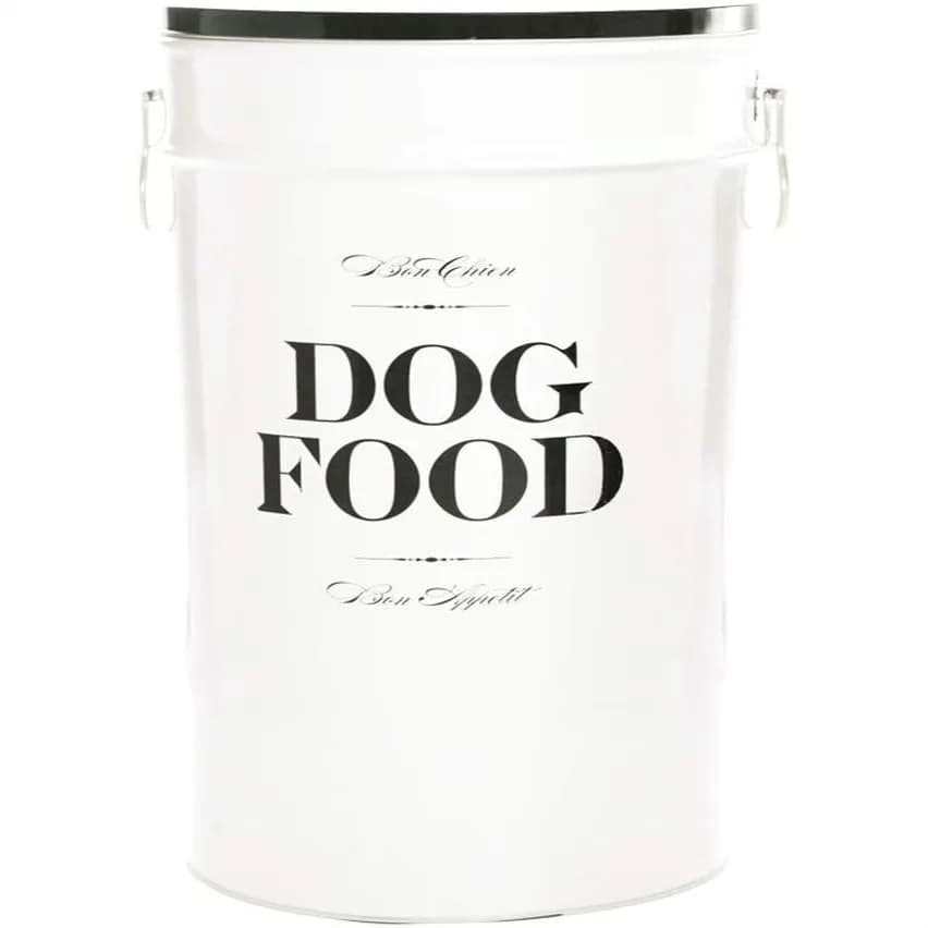 Contenitore Ermetico in Acciaio Inox per Cibo per Cani, Grande Recipiente da 11 Galloni per Crocchette Fresche, Coperchio Facile da Aprire, Bianco