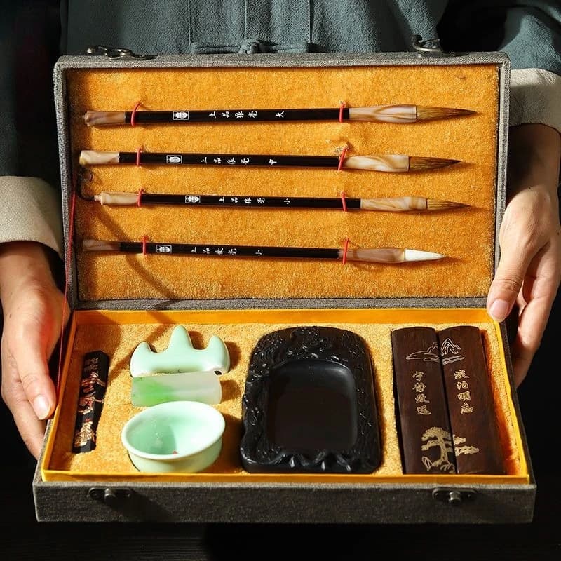 Calligraphy Set Four Treasures of Study Chinese Brush Ink Paper Gift Box for Beginners Adult Practice Gift