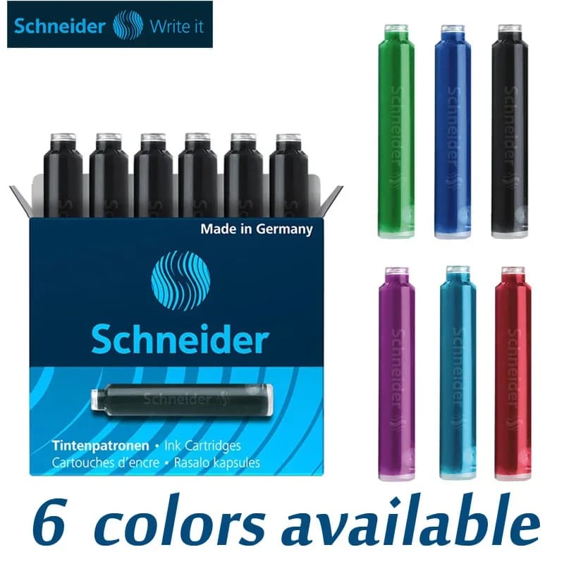 Schneider Ink Cartridges European Standard Compatible with Pelikan Rotring Staedtler Jinhao Picasso Universal Calligraphy Pens