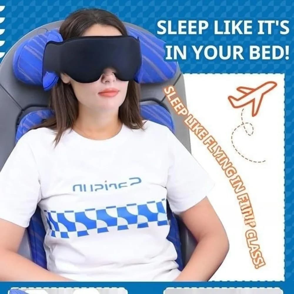 Cuscino da Viaggio Traspirante con Maschera per Occhi Multifunzionale per Supporto Durante il Sonno Confortevole