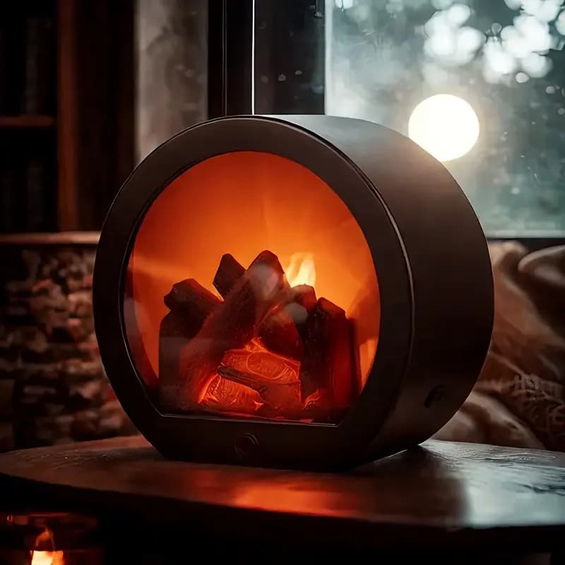 1-2PCS LED Fireplace Night Light Realistic Flame Effect USB Battery Powered Touch Switch for Christmas Halloween Home Decoration