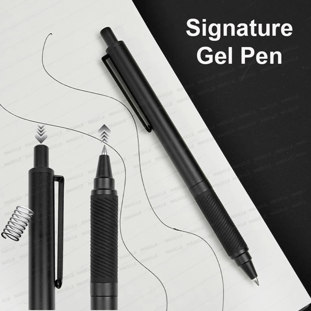 Penna gel nera classica per firma Pennino sigillato da 0,5 mm Texture antiscivolo anti-fatica Penne con asta in alluminio Cancelleria utile economica