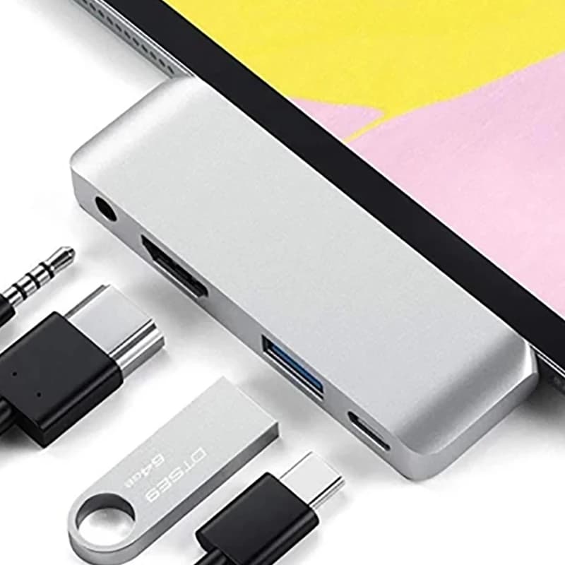 Adattatore tablet per iPad Pro 11 2022 - 2018 Hub da USB-C a HDMI + audio 3.5 + USB 3.0 hub tipo-c docking station per iPad Pro 12.9 2021