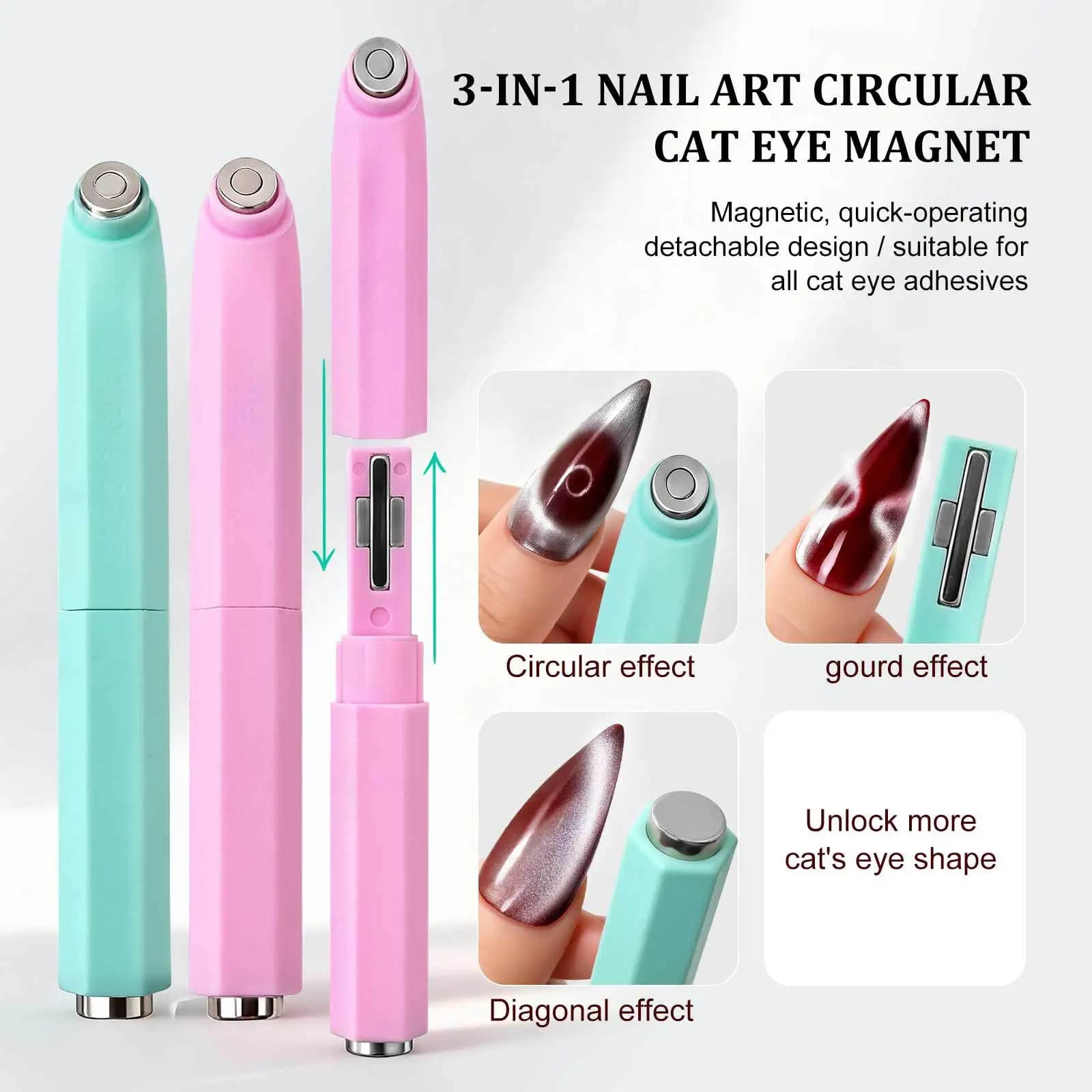 3 in 1 nail art occhio di gatto bastoncino magnetico bacchetta penna anello multifunzionale magnete occhio di gatto gel UV smalto design manicure strumento fai da te