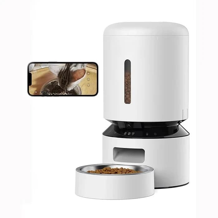 Mangiatoia per cani da compagnia per gatti Visione notturna video ad alta risoluzione 1080P Sensore di blocco alimentare basso audio bidirezionale 5g WiFi