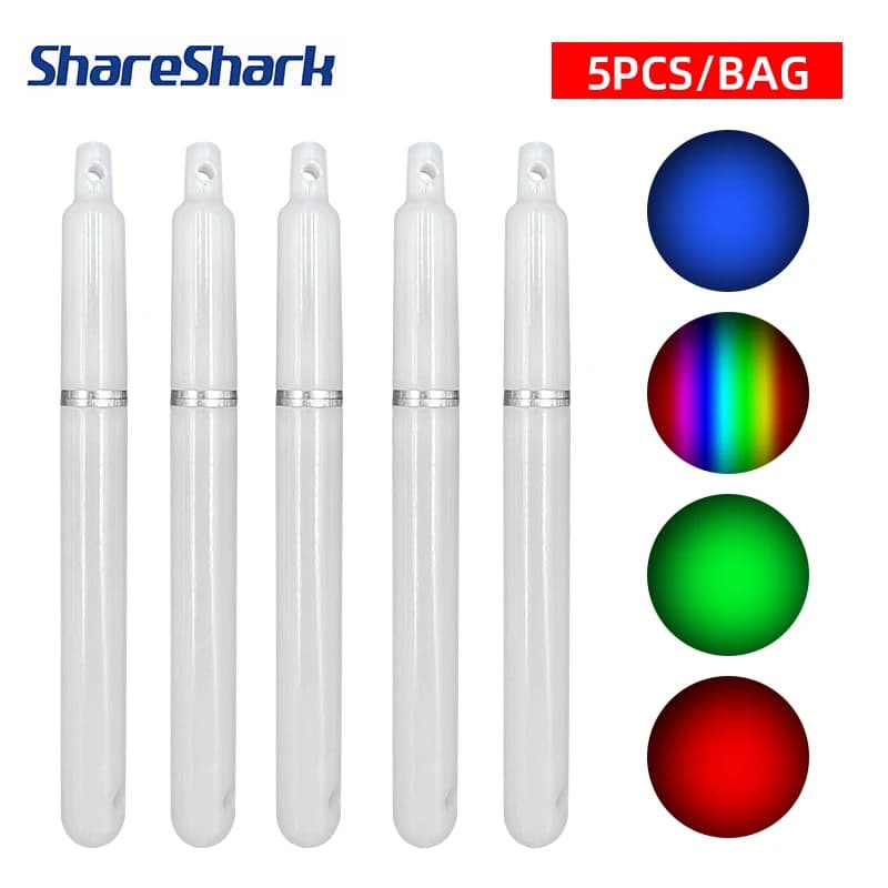 ShareShark 5 pz/borsa Bastone Luminoso Luce Notturna Canna Da Pesca Punta Elettrica LED Bagliore Lampada Galleggiante Luci Da Pesca Subacquee