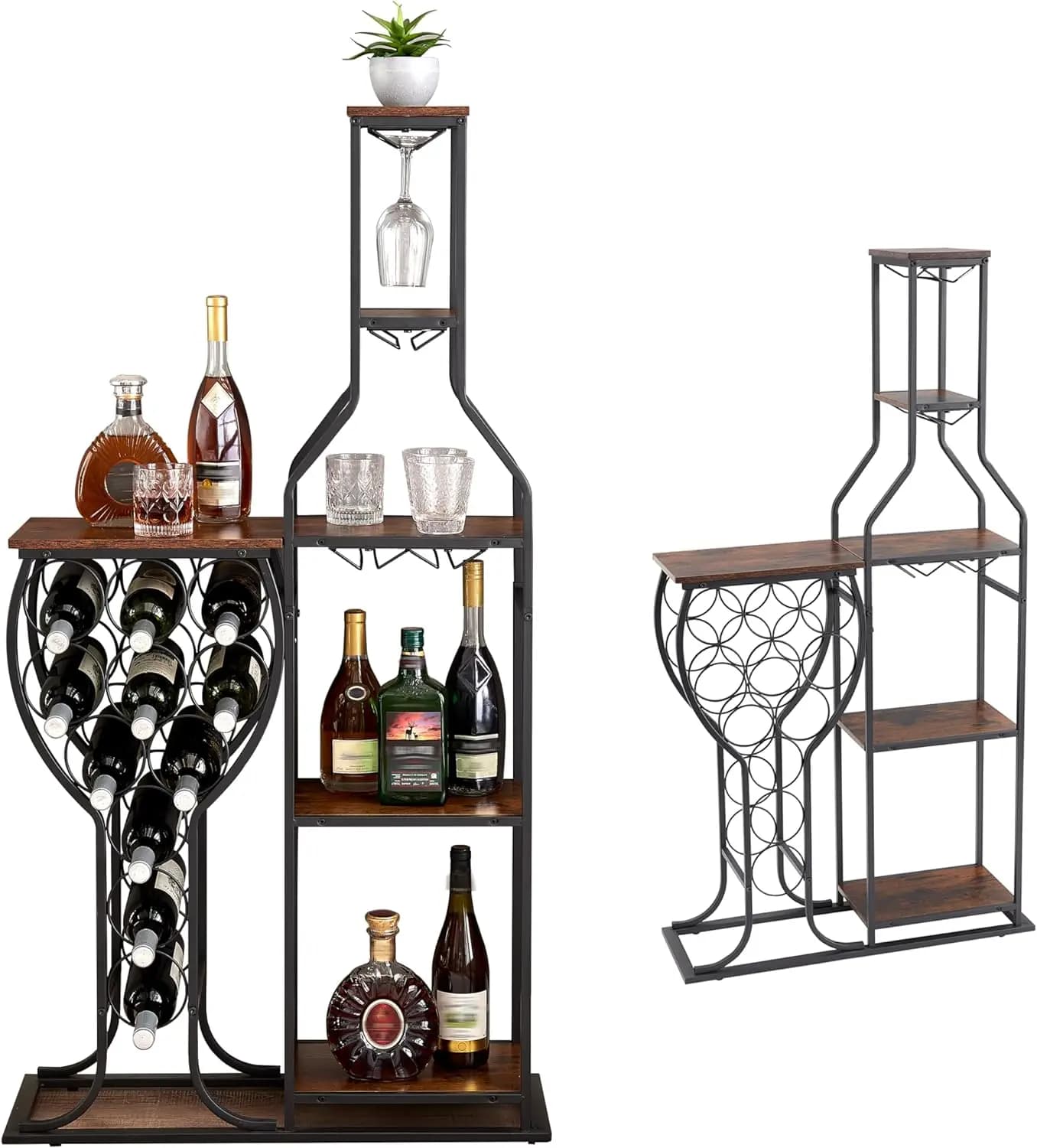 Portabottiglie e bicchieri per vino, scaffali a parete in ferro battuto, accessori per la casa, regali per l'amante
