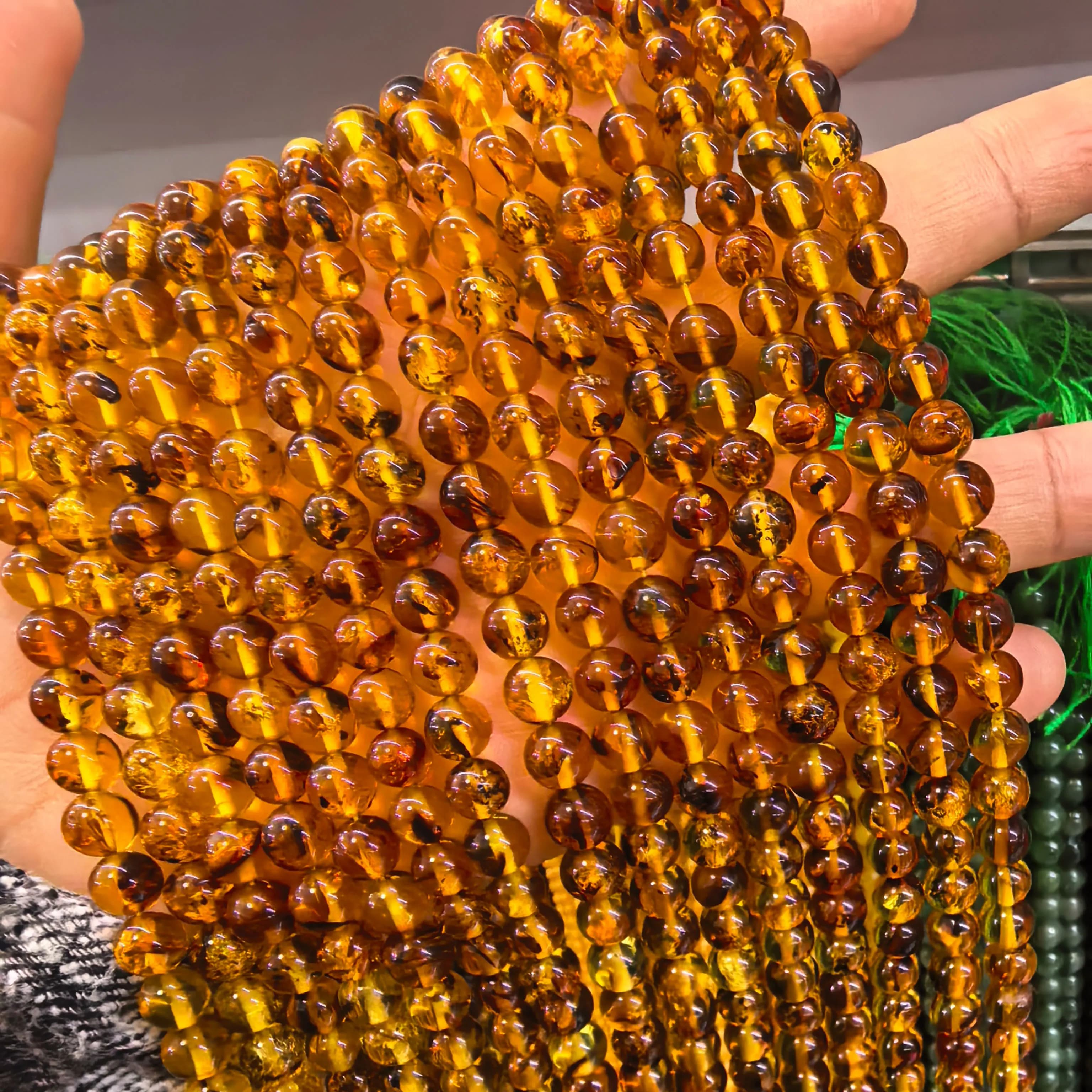 Natural Pure Amber Beeswax Beads 6/7mm Used To Make High-end Gifts Necklaces Bracelets Earrings Light Luxury Loose Bead Jewelry