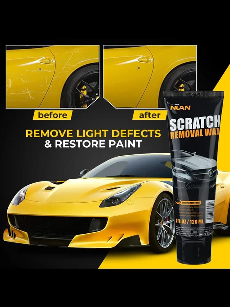 Cera Rimuovi Graffi Auto 120ml, Composto Lucidante Universale Premium per Graffi Profondi con Spugna e Panno