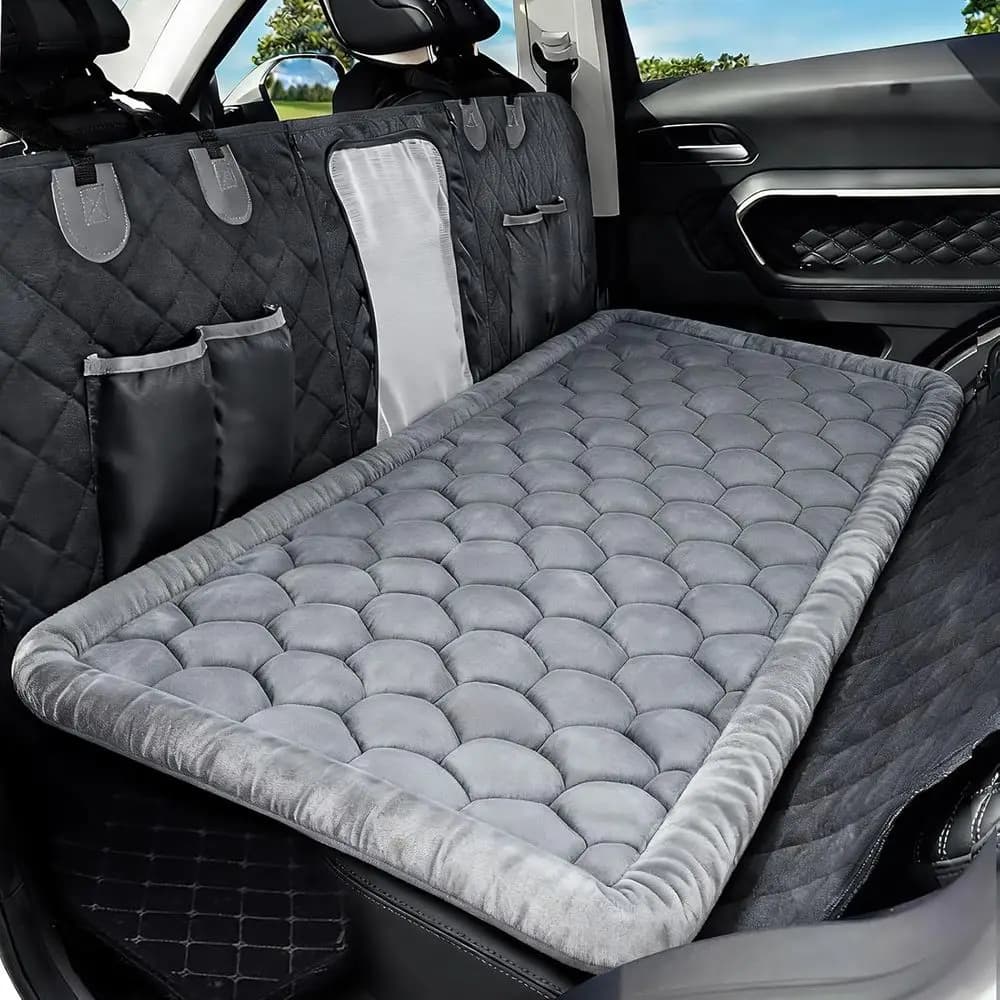 Tappetino Antiscivolo Grigio per Animali Domestici per Sedile Posteriore Auto, Estensori Sedili SUV e Camion - Accessori da Viaggio per Animali