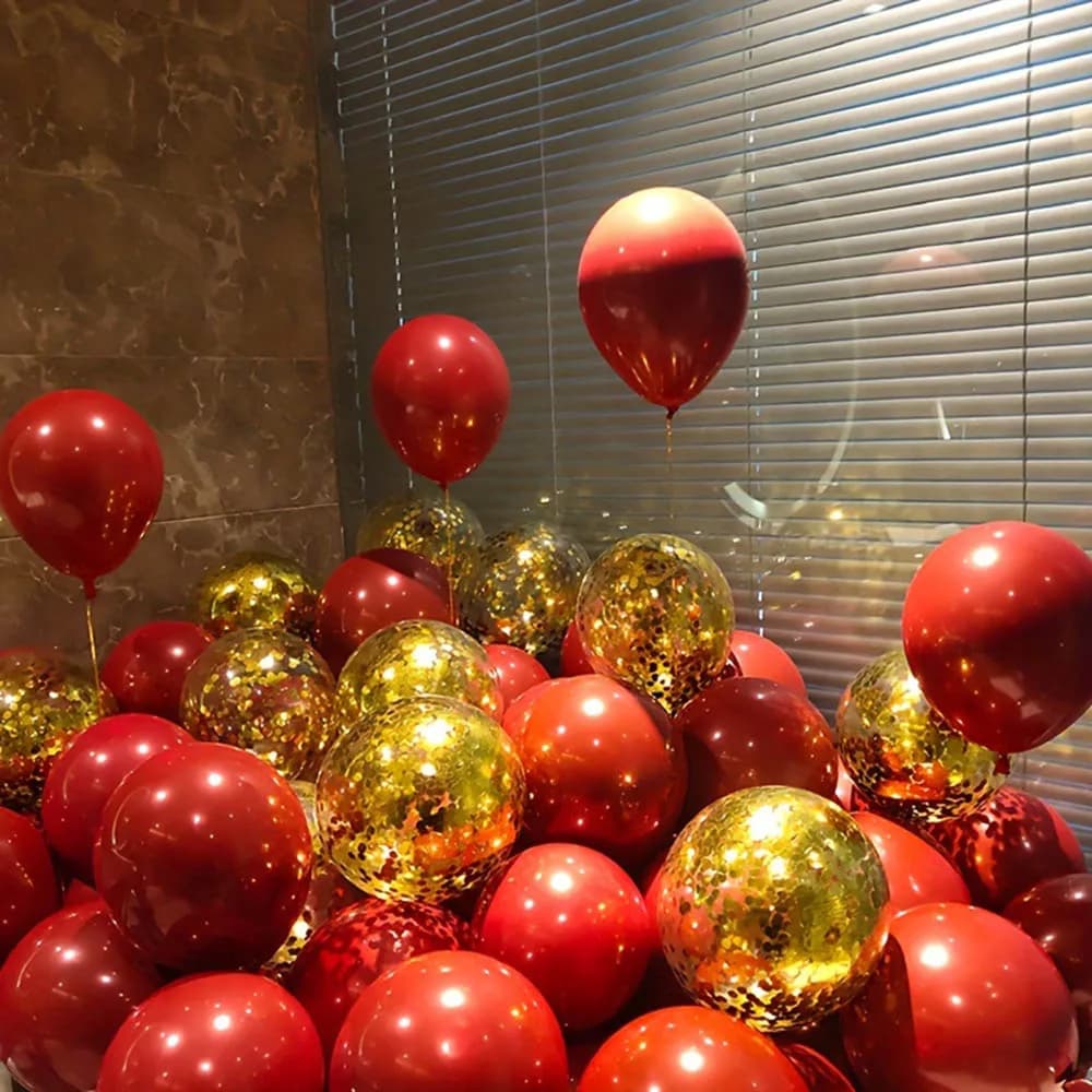 50pcs/pack Red Gold Balloon Arch Garland Kit Gold Sequin Balloons Engagement Valentines Bridal Shower Wedding Birthday Party Dec