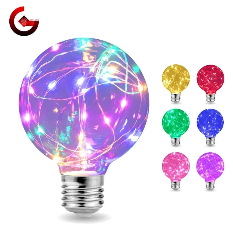 Lampadina LED Edison String E27 110V 220V G95 Illuminazione RGB colorata Lampadina in filo di rame Decorazioni per la casa Lampada per luce notturna per le vacanze