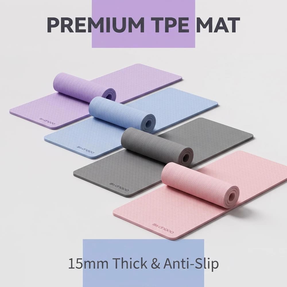 Yoga Mat Pilates Fitness Mat 6/8/10/15mm Thickness 61/80cm Wide Double-sided Non Slip Yoga Cushion Travel Fitness Exercise Pad