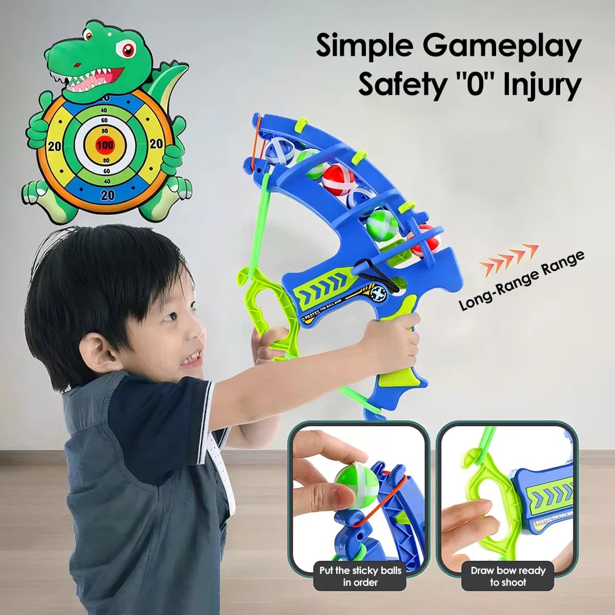 Set di Gioco Interattivo Genitore-Figlio per Tiro al Bersaglio, con Palline Adesive e Arco con Bersaglio a Forma di Animale, Gioco per Interni/Esterni per Feste in Famiglia