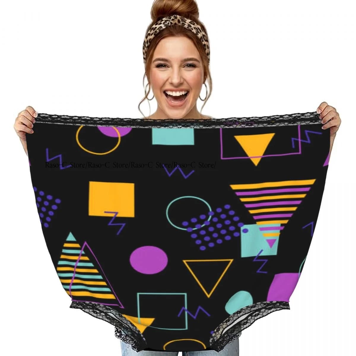 Divertenti Mutandine da Nonna Stile Geometrico Memphis, Regalo Scherzo per Nonna