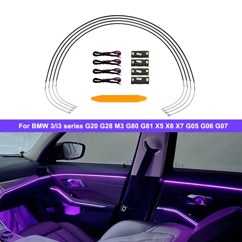 Luci ambientali a LED a 11 colori a 4 porte per BMW Serie 3/i3/X5/X6/X7 G20 G21G28 G05 G06 G07 M3 G80 Strisce decorative per interni auto