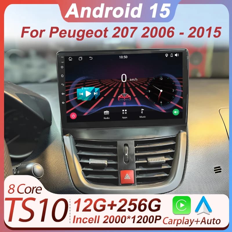 Autoradio Android 15 2din Per Peugeot 207 2006 - 2015 GPS Navigation Systems Smart Car Wireless Android Auto Carplay Screen Auto
