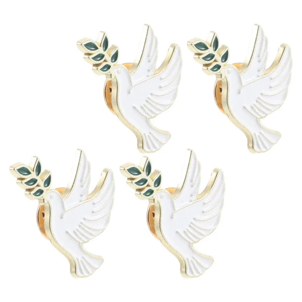 4Pcs Peace Dove Brooch Pin Set Elegant Vintage Animal Lapel Pins Zinc Alloy Metal Brooches for Women Clothing Backpack Pencil
