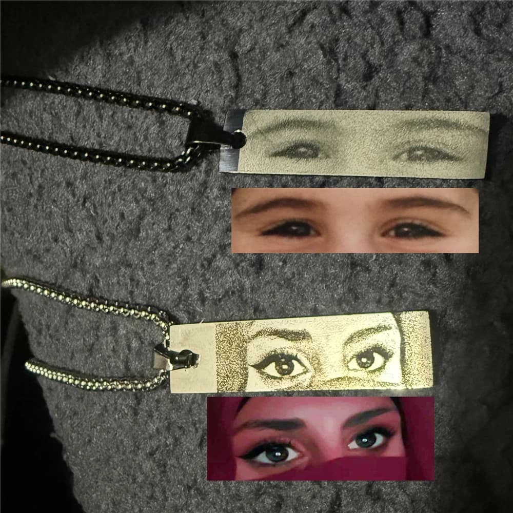 Collana personalizzata per coppia con foto dell'occhio Ciondolo personalizzato con immagine dell'occhio incisa Regalo in acciaio inossidabile per fidanzata fidanzato