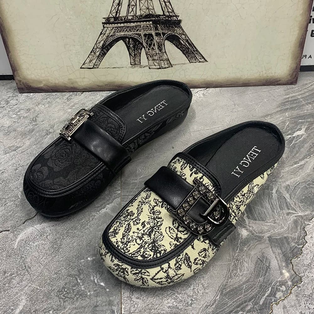 Summer Women Slippers Plus Size Casual Flat Sandals Antislip Designer Women Shoes Fashion Women Half Slippers Retro Mullers