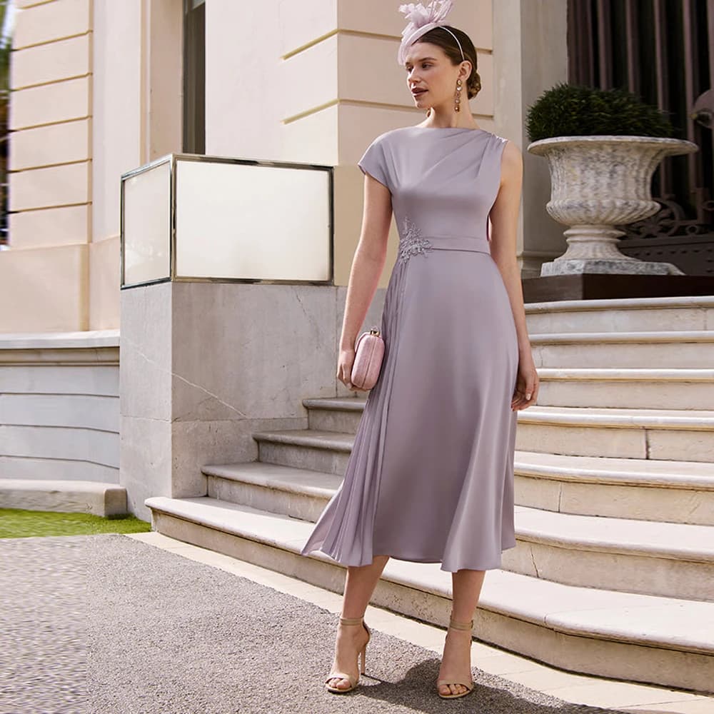 Customized Mother of The Bride Dress Fashion One Shoulder Cape Scoop Neck Sleeveless Belt Beaded FormalWedding Guest Gown Party