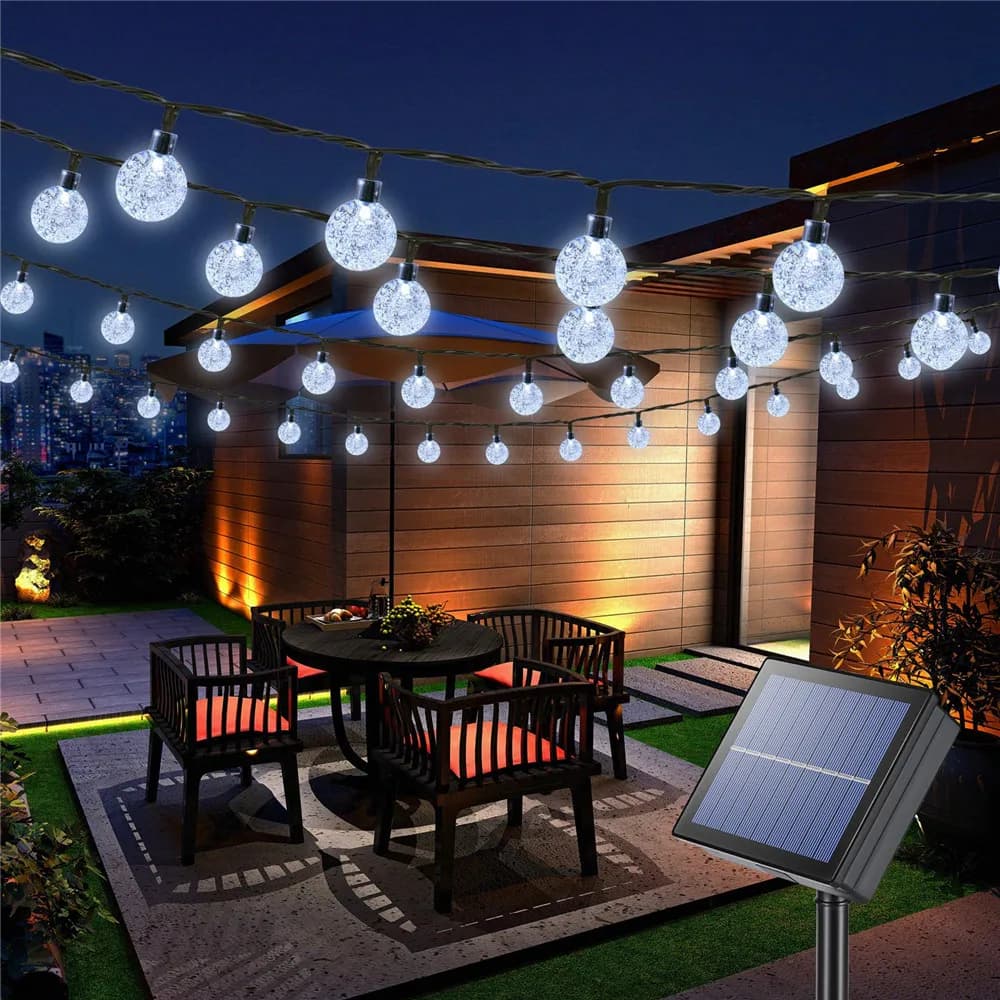Lampada Solare a Sfera di Cristallo LED da 2,5 cm, Luci Fatate per Esterni IP65 Impermeabili, Ghirlande Solari per Decorazioni Natalizie da Giardino