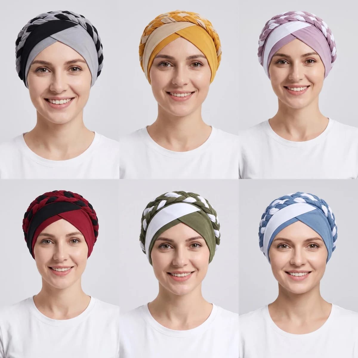 2026 New Colorblock Twisted Hijab Turban Hat African Head Scarf Beanie Cancer Chemo Headwear Cap for Women Stylish Head Wraps