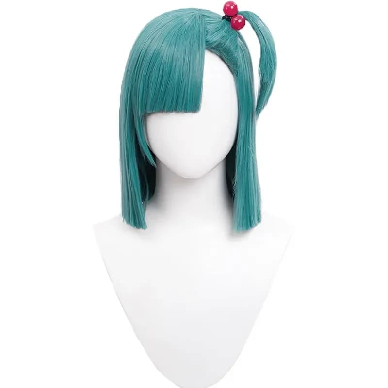 Parrucca cosplay Bulma donna blu verde capelli corti parrucche cosplay anime parrucca sintetica resistente al calore e fascia per capelli