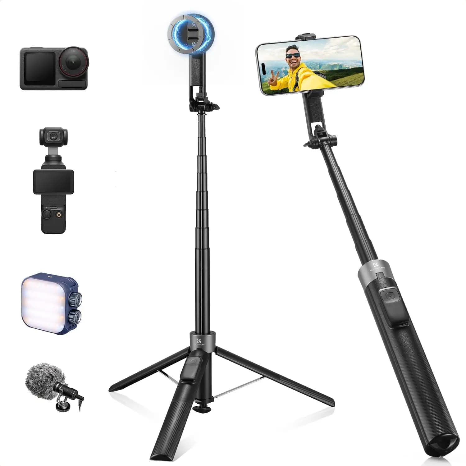 Treppiede per Telefono Popod da 72 Pollici, Asta Selfie Magnetica 3-in-1 con Telecomando, Compatibile con iPhone e Telefoni Android