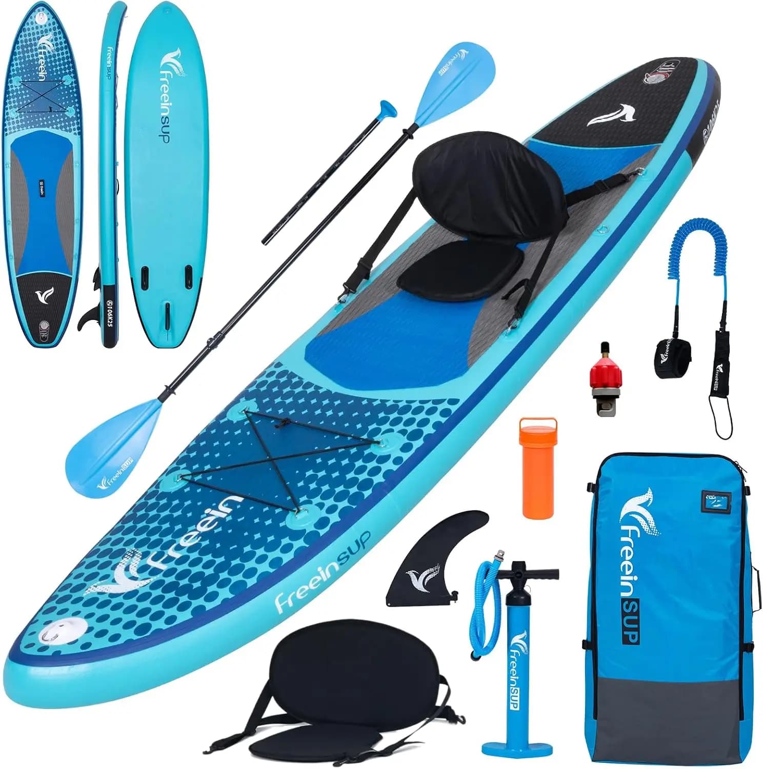 Tavola da Stand Up Paddle gonfiabile con sedile da kayak, 10'/10'6”/11' per adulti, include pompa e accessori per il pagaio