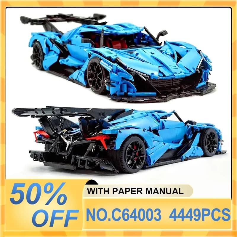 Nuovo MOC-C64003 Tecnico Auto Sportiva Hypercar Building Blocks Velocità Veicolo Mattoni Puzzle Giocattolo Educativo Regalo Di Natale Per I Bambini
