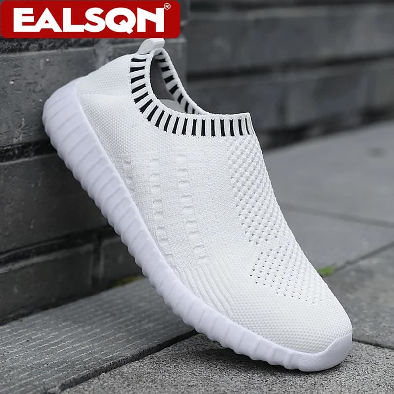 Women's Casual Solid Color Sneakers Breathable Mesh Low-Top Slip On Walking Running Sports Shoes