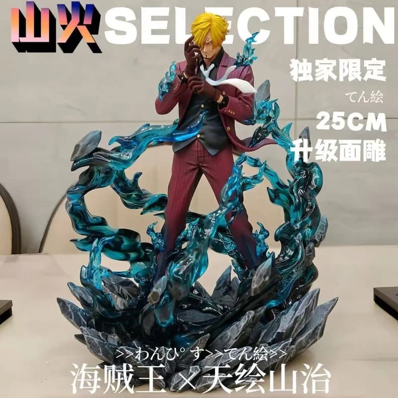 ONE PIECE 25 cm Figura Sanji Anime Figure Pop Fumatori Sanji Figurine Diavolo Piede Statua Collezione in PVC Giocattoli per bambini Regali di compleanno
