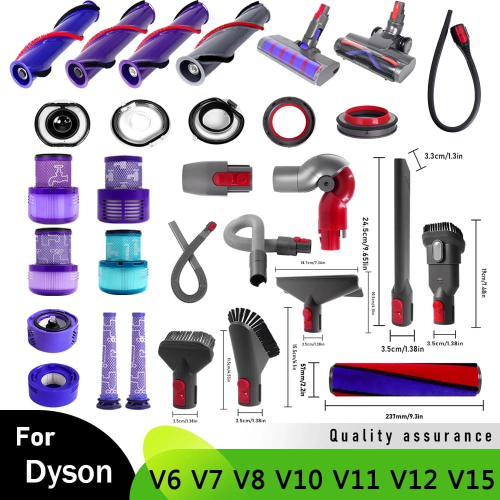For Dyson V6 V7 V8 V10 V11 V12 V15 Vacuum Cleaner Accessories Soft Roller Brush Filters Brush Head Lid Ring Nozzle Dryer Vent
