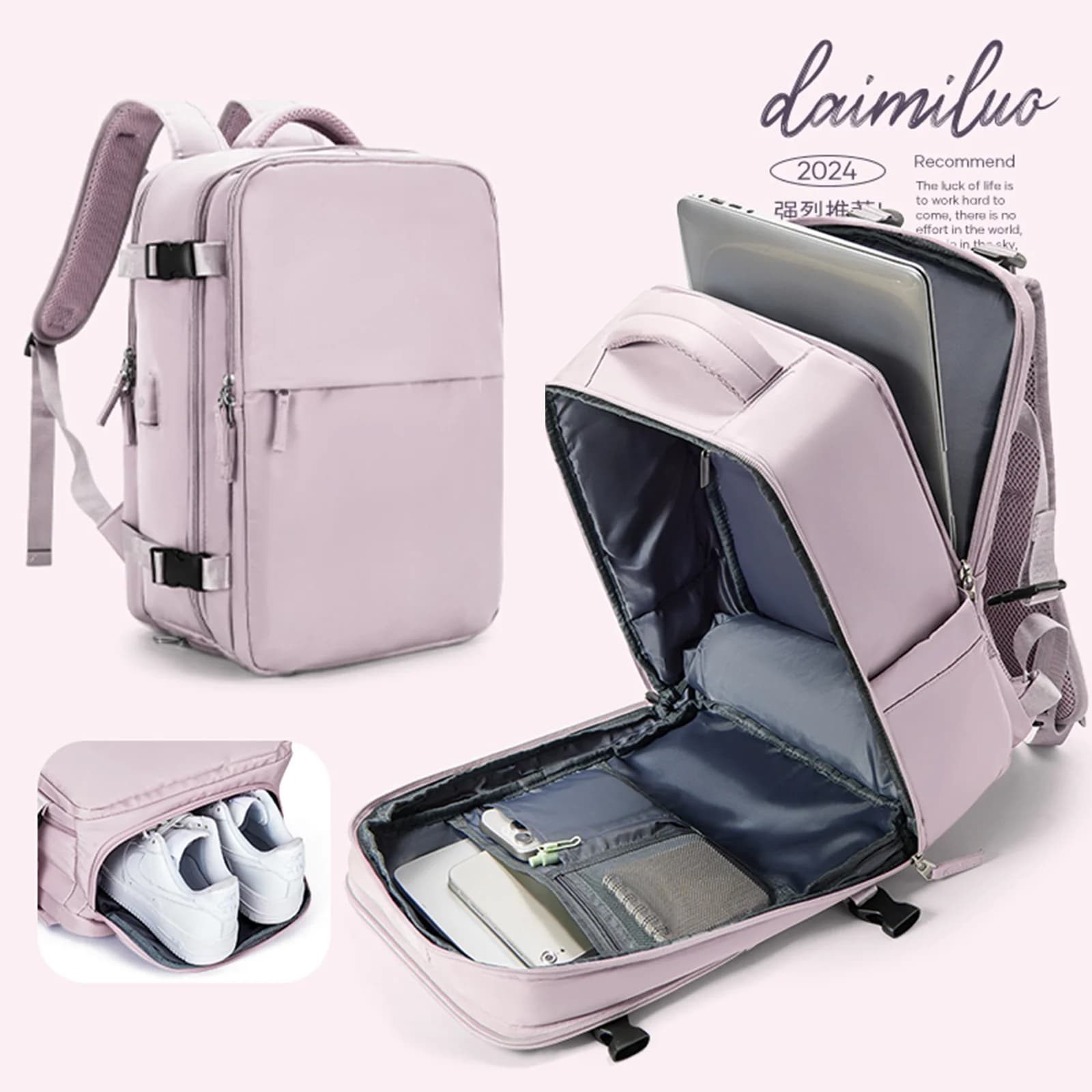 Zaino da viaggio grande per donna Zaino da trasporto, zaino per borsa da lavoro per zaino da viaggio per laptop per studenti universitari, zaino da viaggio